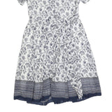 LAURA ASHLEY Womens White & Navy Floral Cotton Blend Day Dress Short Sleeve UK