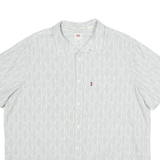 LEVI'S Mens Blue & White Pattern Cotton Blend Short Sleeve XL Shirt Casual