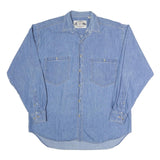 DOUBLE IMPACT Mens Blue Cotton Denim Shirt XL Casual Classic Button Pocket