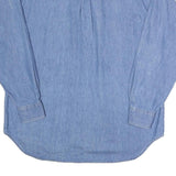 DOUBLE IMPACT Mens Blue Cotton Denim Shirt XL Casual Classic Button Pocket