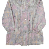 Womens Pink Grey Colourblock Polyester Casual Jacket UK 14 Zip Hooded Long