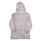 Womens Pink Grey Colourblock Polyester Casual Jacket UK 14 Zip Hooded Long