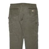 CARHARTT Mens Regular Fit Cotton Blend Cargo Trousers Brown W40 L33 Durable