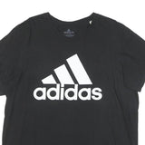 ADIDAS Mens Black White Logo T-Shirt XL Short Sleeve Crew Neck Cotton Blend