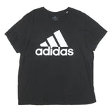 ADIDAS Mens Black White Logo T-Shirt XL Short Sleeve Crew Neck Cotton Blend