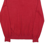 TOMMY HILFIGER Mens Red Pullover Plain V-Neck Basic Knit L Cotton Blend Jumper