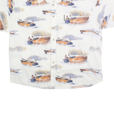 NORTH RIVER Mens White Boat Print Cotton Shirt 2XL Relaxed Fit Casual Summer