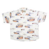 NORTH RIVER Mens White Boat Print Cotton Shirt 2XL Relaxed Fit Casual Summer