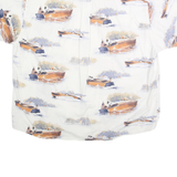 NORTH RIVER Mens White Boat Print Cotton Shirt 2XL Relaxed Fit Casual Summer