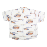 NORTH RIVER Mens White Boat Print Cotton Shirt 2XL Relaxed Fit Casual Summer