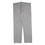 CARHARTT Mens Relaxed Grey Cotton Blend Trousers W38 L34 Workwear Casual Zip