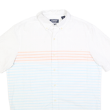 CHAPS Mens White & Peach Striped Cotton Blend Shirt M Lightweight Casual