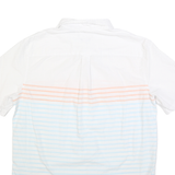 CHAPS Mens White & Peach Striped Cotton Blend Shirt M Lightweight Casual