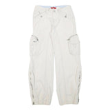 UNION BAY Womens Cotton Blend White Relaxed Cargo Trousers W23 L25 Zip Pocket