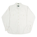 CLUB ROOM Mens White Cotton Plain Shirt L Button Pocket Casual Long Sleeve