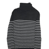 CHICOREE Womens Black & White Striped Plain Turtleneck Jumper Viscose Blend M