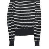 CHICOREE Womens Black & White Striped Plain Turtleneck Jumper Viscose Blend M