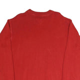 TOMMY HILFIGER Mens Red Plain Cotton Blend Jumper Crew Neck Basic Knit L