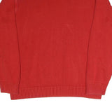 TOMMY HILFIGER Mens Red Plain Cotton Blend Jumper Crew Neck Basic Knit L