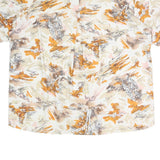 Womens Cream & Orange Abstract Print Cotton Blend Shirt L Relaxed Fit Casual