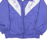 Womens Purple & White Retro Nylon Zip Jacket M Plain Lightweight Casual