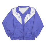 Womens Purple & White Retro Nylon Zip Jacket M Plain Lightweight Casual