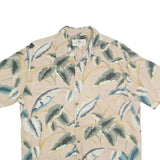 ISLAND SHORES Mens Beige Green Floral Cotton Shirt M Lightweight Casual