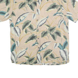 ISLAND SHORES Mens Beige Green Floral Cotton Shirt M Lightweight Casual