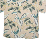 ISLAND SHORES Mens Beige Green Floral Cotton Shirt M Lightweight Casual