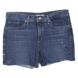 LEVI'S Womens Denim Blue Casual Shorts M W32 Distressed Raw Hem