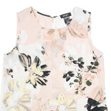 DKNY Womens Pink & Black Floral Sleeveless Round Neck Top S Lightweight
