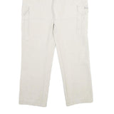 ALUART Mens Cotton White Regular Cargo Trousers W32 L32 Casual Functional Zip