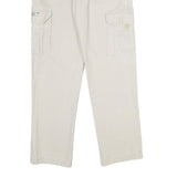 ALUART Mens Cotton White Regular Cargo Trousers W32 L32 Casual Functional Zip