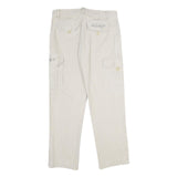 ALUART Mens Cotton White Regular Cargo Trousers W32 L32 Casual Functional Zip