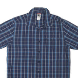 THE NORTH FACE Mens Blue Check Shirt L Cotton Blend Short Sleeve Casual
