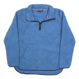 TOMMY HILFIGER Womens Blue Fleece Pullover Plain Crew Neck Basic Knit L Casual