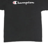 CHAMPION Mens Black Cotton Graphic T-Shirt L Short Sleeve Crew Neck Logo