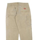 DICKIES Mens Jeans Beige Regular Straight Denim W36 L32 Paint Splatter