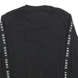 DKNY Womens Black Sweatshirt Crew Neck M Logo Tape Shoulder Stripe Casual