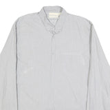 DKNY Mens Grey & White Stripe Shirt M Button Down Collar Long Sleeve Smart