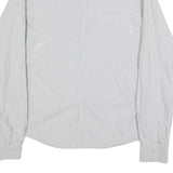 DKNY Mens Grey & White Stripe Shirt M Button Down Collar Long Sleeve Smart