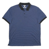 CALVIN KLEIN Mens Blue & Black Short Sleeve Striped Polo Shirt M Cotton Luxury