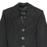 Womens Black Pinstripe Button Jacket M Polyester Blend Classic Formal Wear