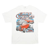 HANES Mens White Cars In The Park Vintage T-Shirt L Short Sleeve Crew Neck