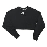 NIKE Womens Black Crop Sweatshirt XS Nike Air Printed Logo Crew Neck Long Sleeve
