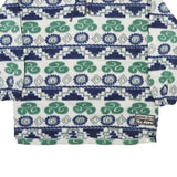 WORK OUT Womens White Blue & Green Patterned Jumper Pullover Crew Neck Knit XL