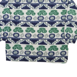 WORK OUT Womens White Blue & Green Patterned Jumper Pullover Crew Neck Knit XL