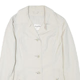 CROYDOR Womens White Jacket S Cotton Blend Button Casual Classic Tailored