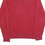 TOMMY HILFIGER Mens Red Plain V Neck Basic Knit XL Cotton Blend Jumper