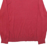 TOMMY HILFIGER Mens Red Plain V Neck Basic Knit XL Cotton Blend Jumper